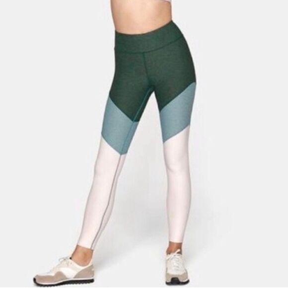 Outdoor Voices Green & Pink Colorblock 7/8 Leggings  Size Medium - Picture 1 of 6